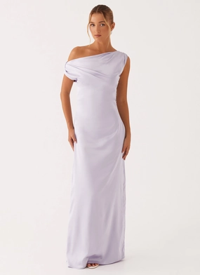solo wear Heart Of Glass Satin Maxi Dress - Lilac