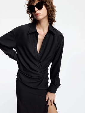 Shirt Style Maxi Dress Shade Soft Layer Base