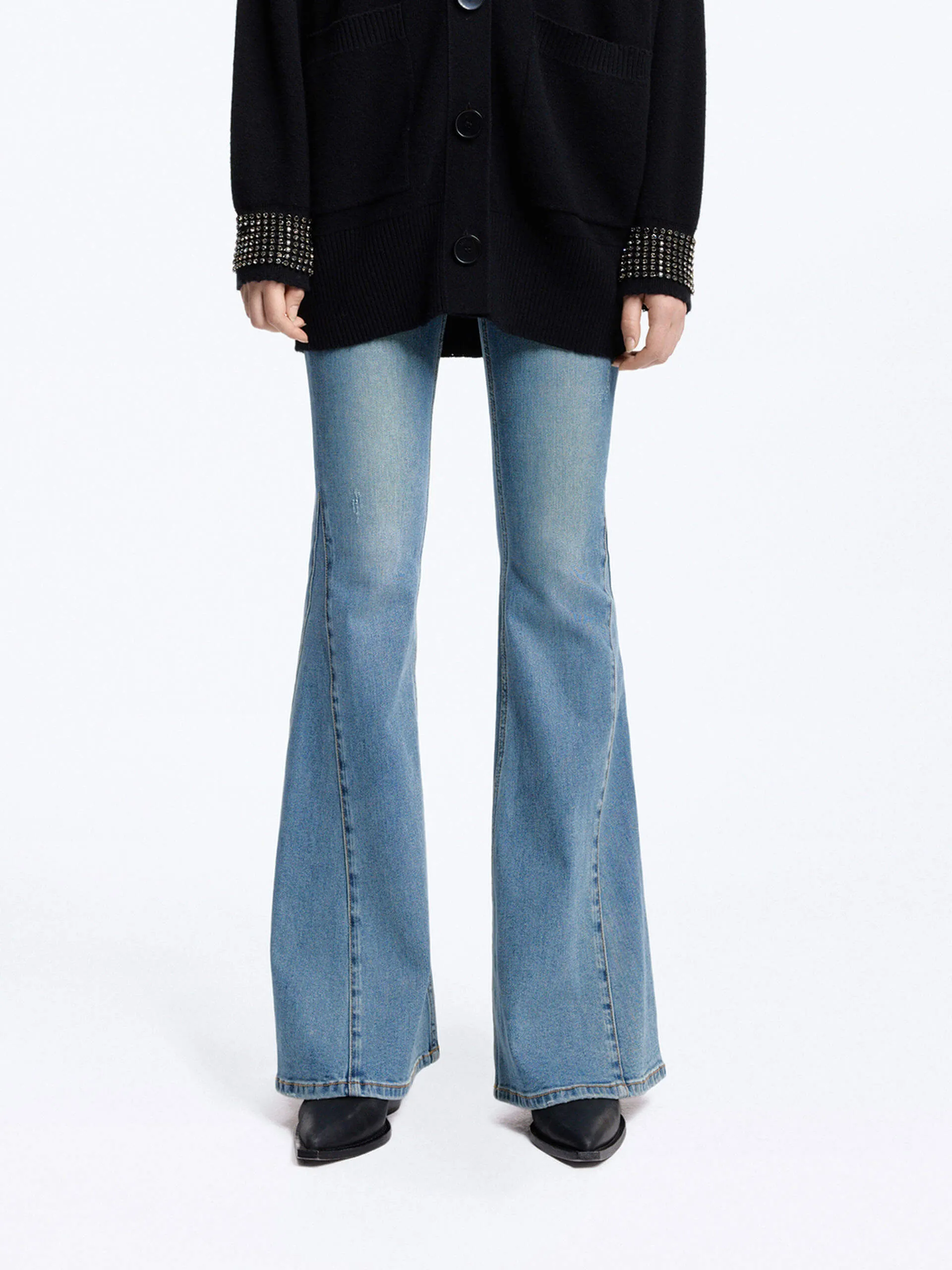 Sharp Comfort Side Paneled Flared Jeans