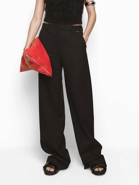 Side Cutout Wool Pants Flexible Ankle Cuffs Easy Fit