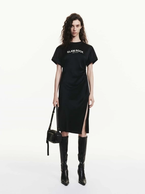 Side Slit Pleated Dress Clean Fit Petite friendly