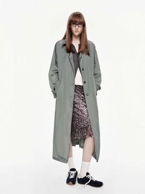 Lightweight Button Trench Coat BreathableFabric Heat Retention Layer