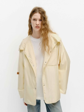 Silk Blend Hooded Coat Breathable Outer Shell