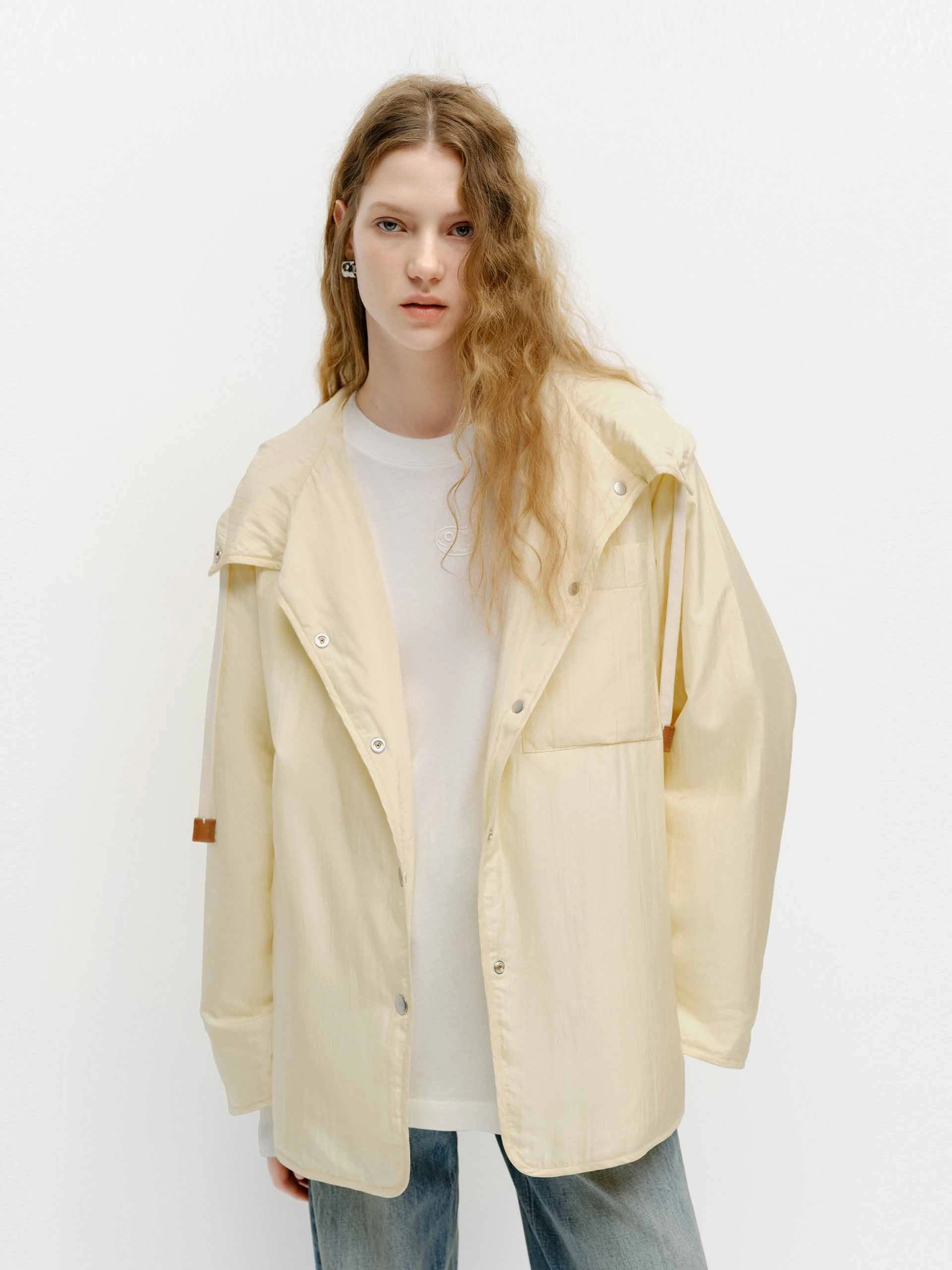 Silk Blend Hooded Coat Taped Seam Waterproofing Airtight Seam Sealing