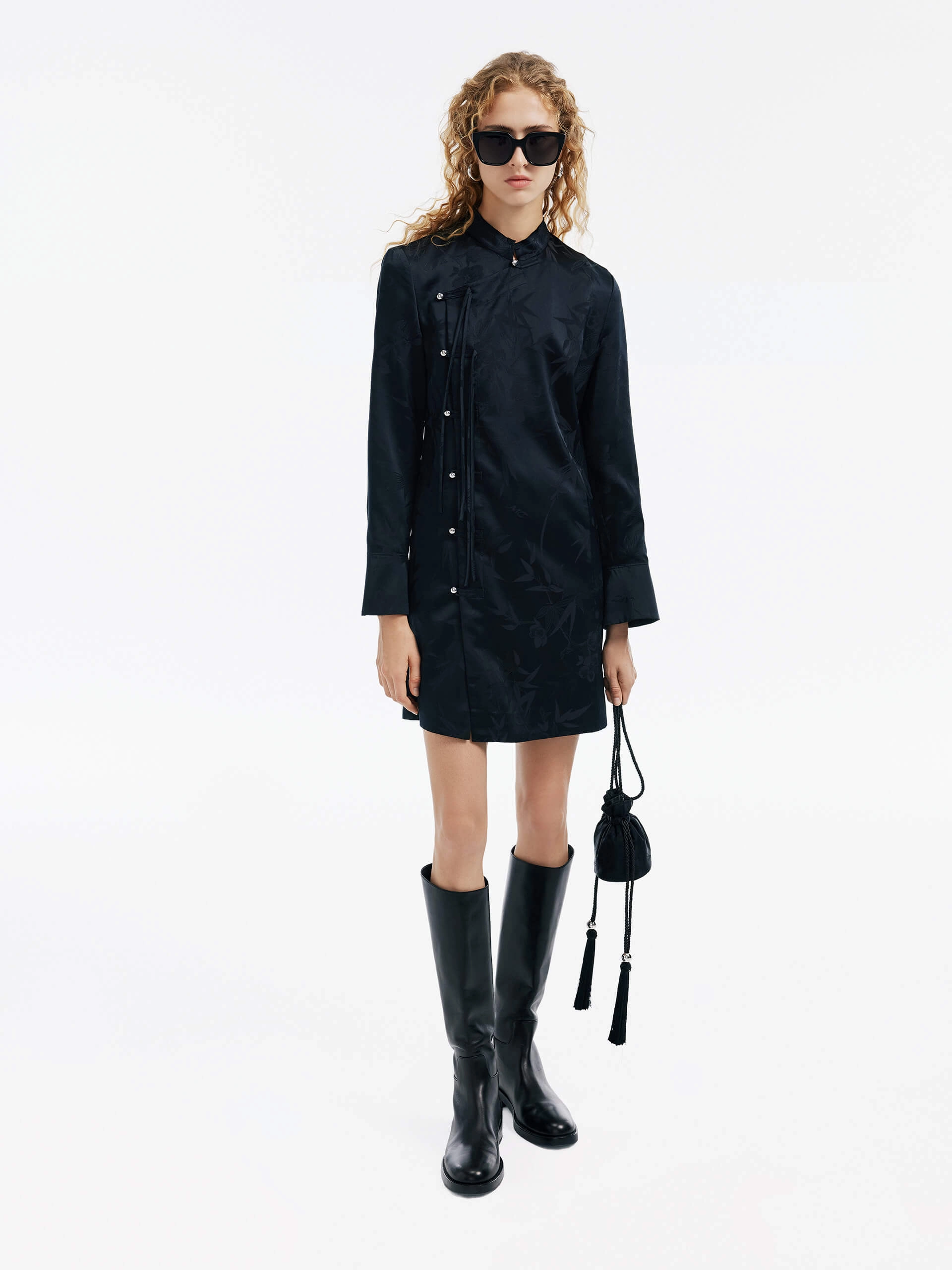 Soft Material Silk Blend Jacquard Dress