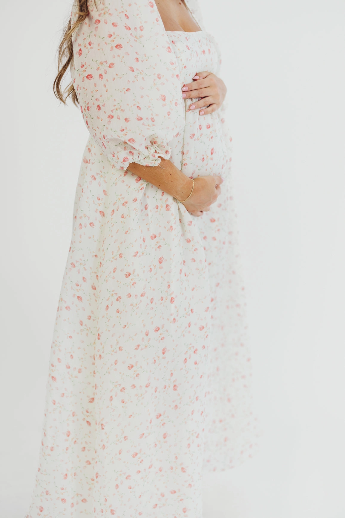 Mona Maxi Dress with Smocking in Ivory Floral - Bump Friendly & Inclusive Sizing (S-2XL) Classic Cut