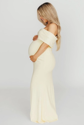 Monroe Dress in Butter Yellow - Bump Friendly Soft Waist