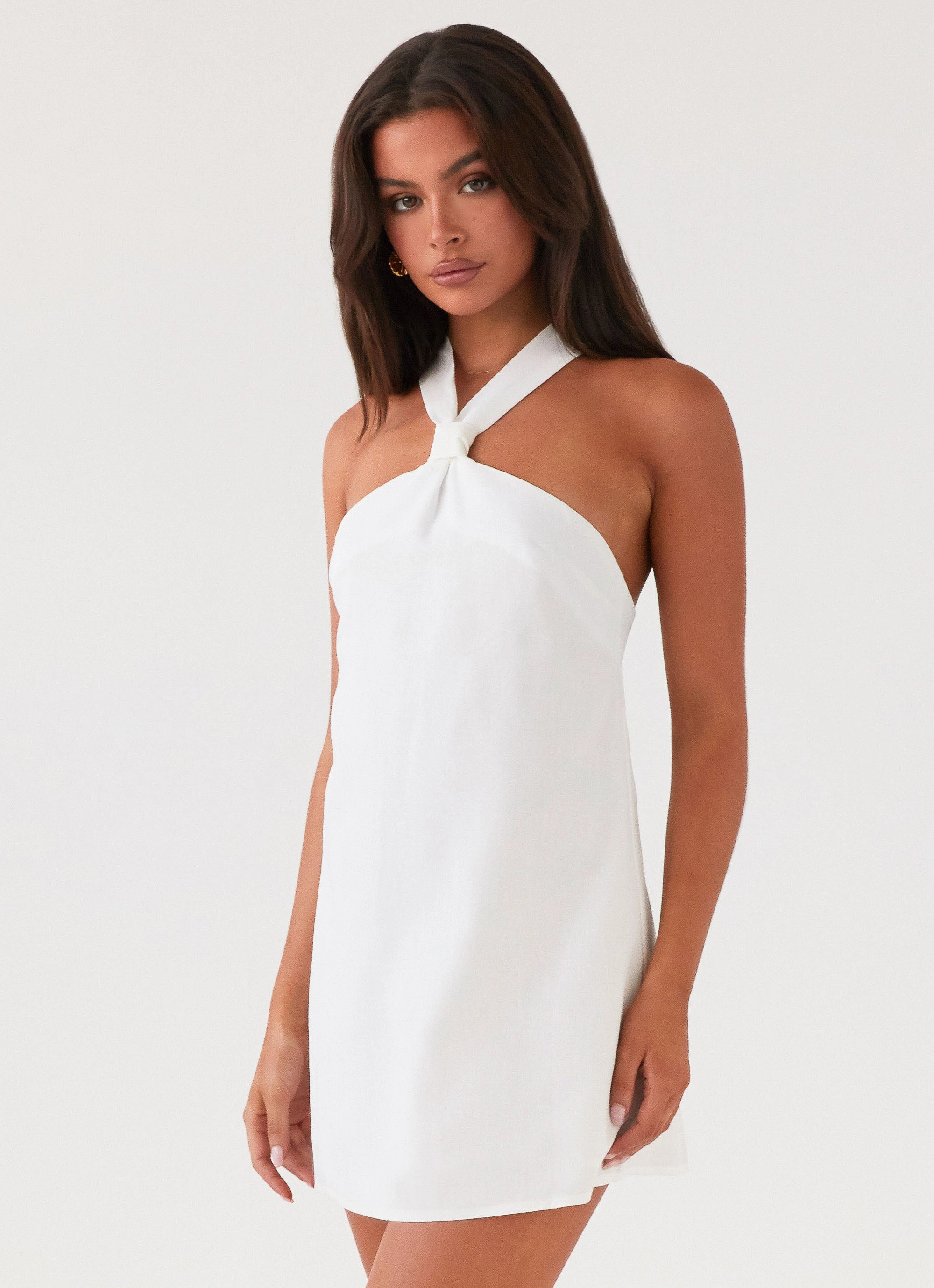 Keira Linen Mini Dress - White Comfortable and Soft