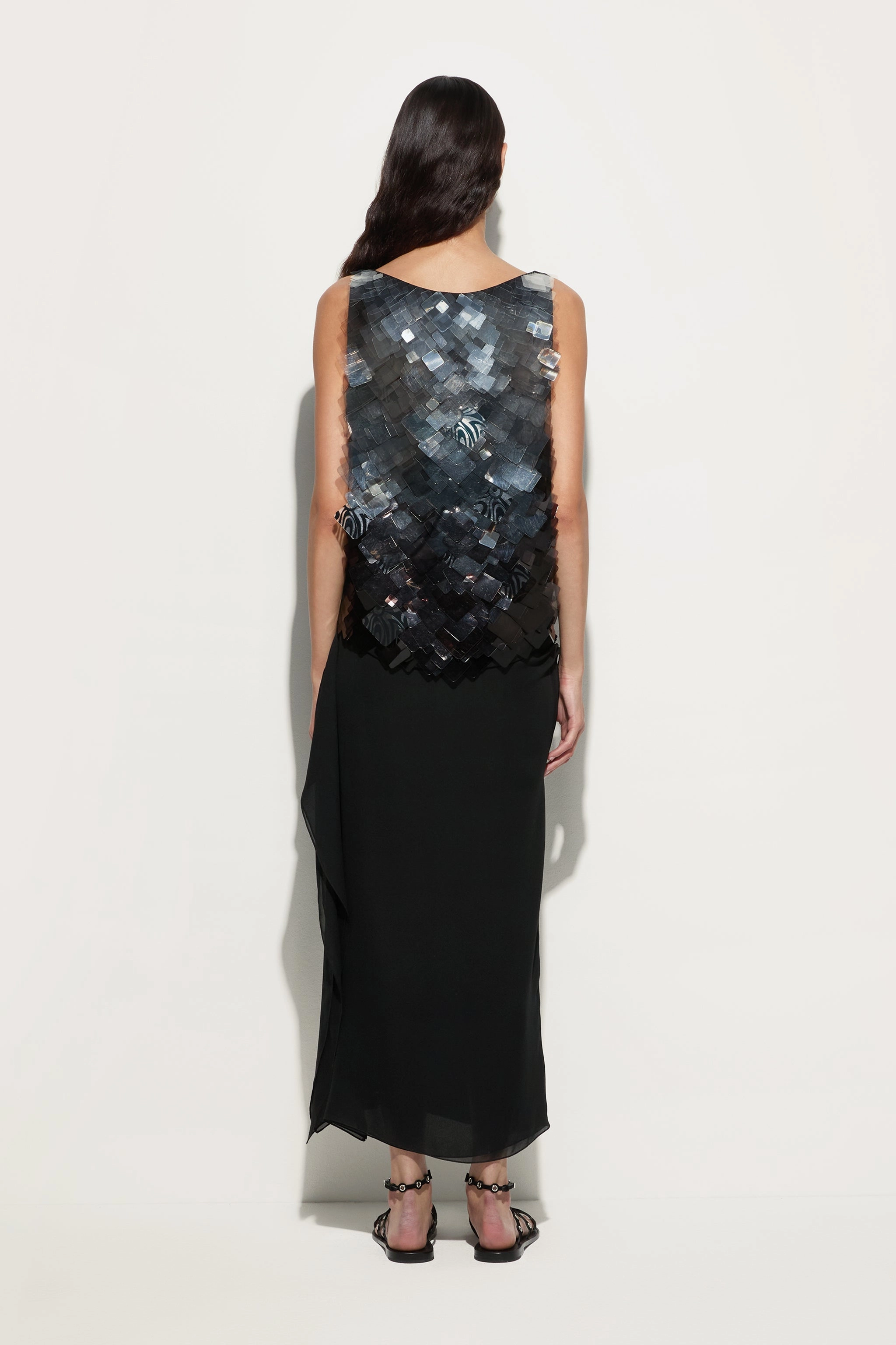 Silk Long Dress With Sequins Dreamy Drape