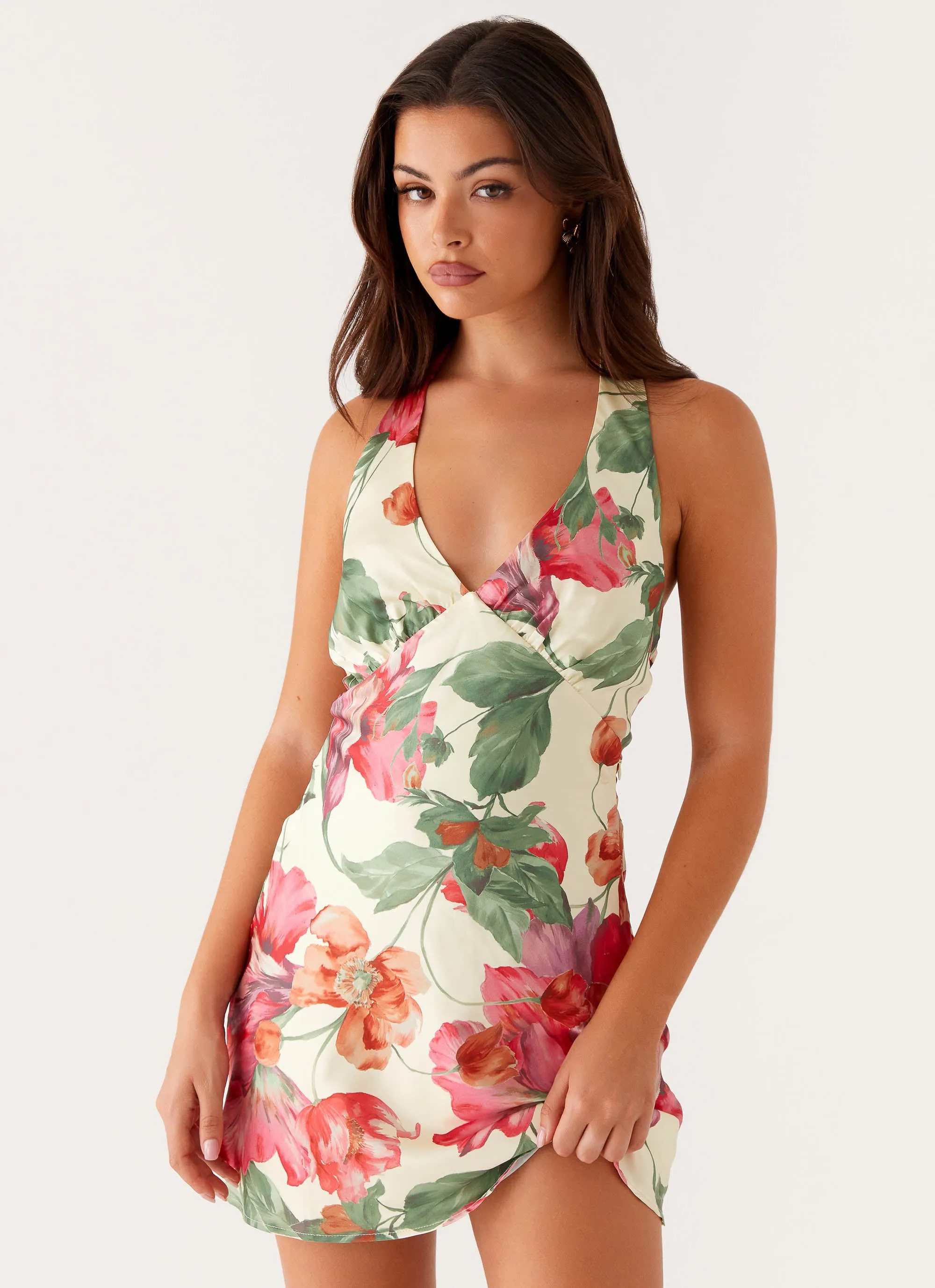 Heavy Hearted Mini Dress - Yellow Floral Polished Edge Cocktail Ready