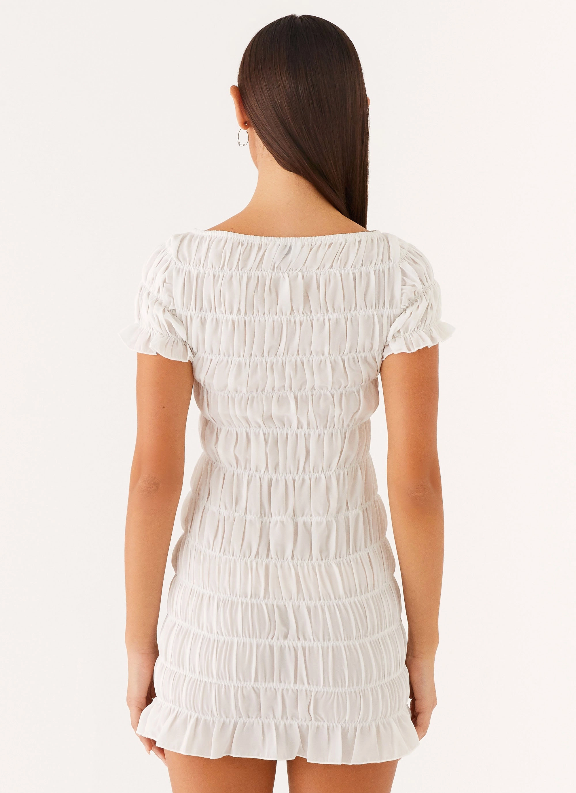 Rita Ruched Mini Dress - White Subtle Look