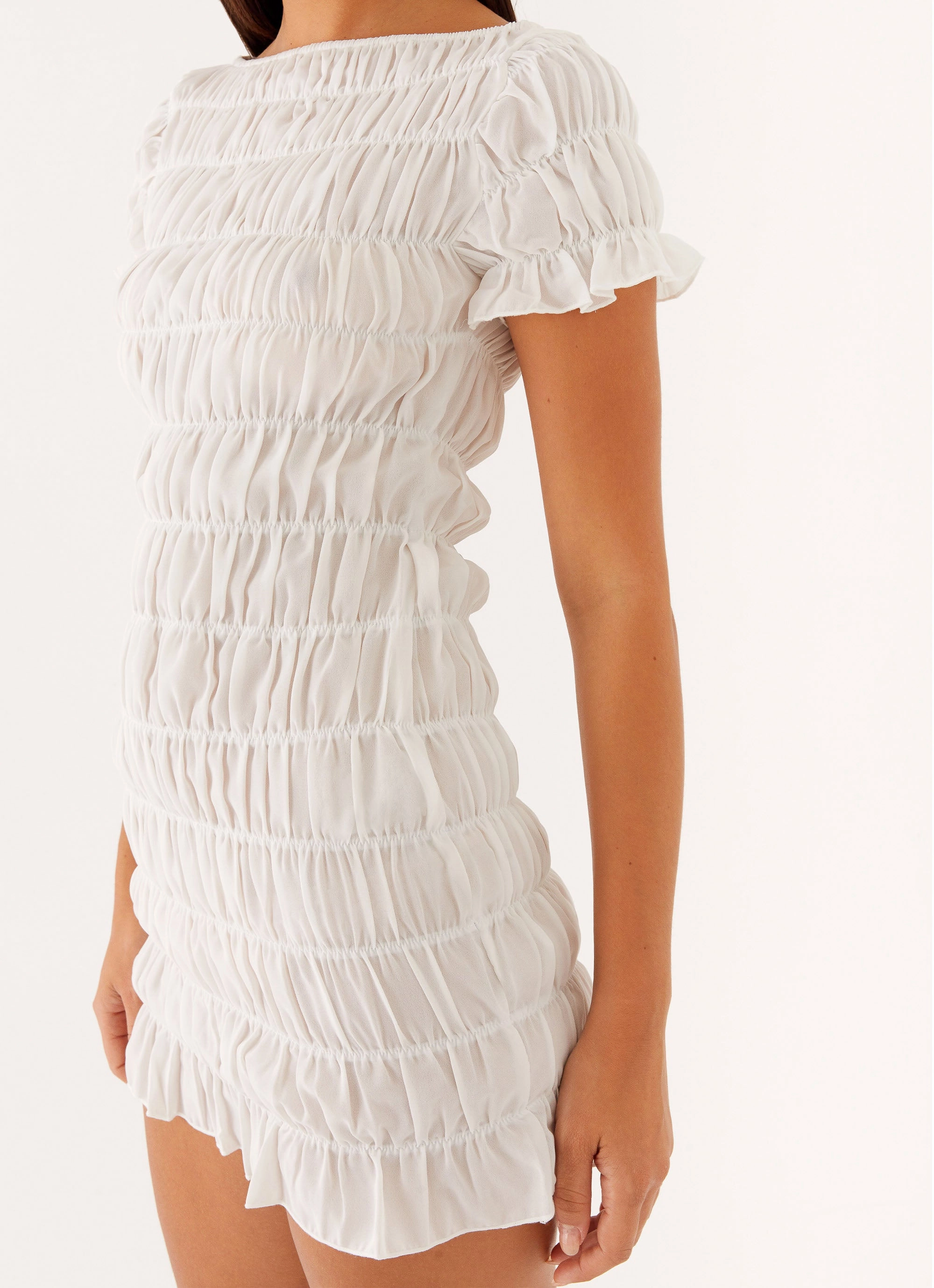 Rita Ruched Mini Dress - White Relaxed and Effortless Fashionable appearance