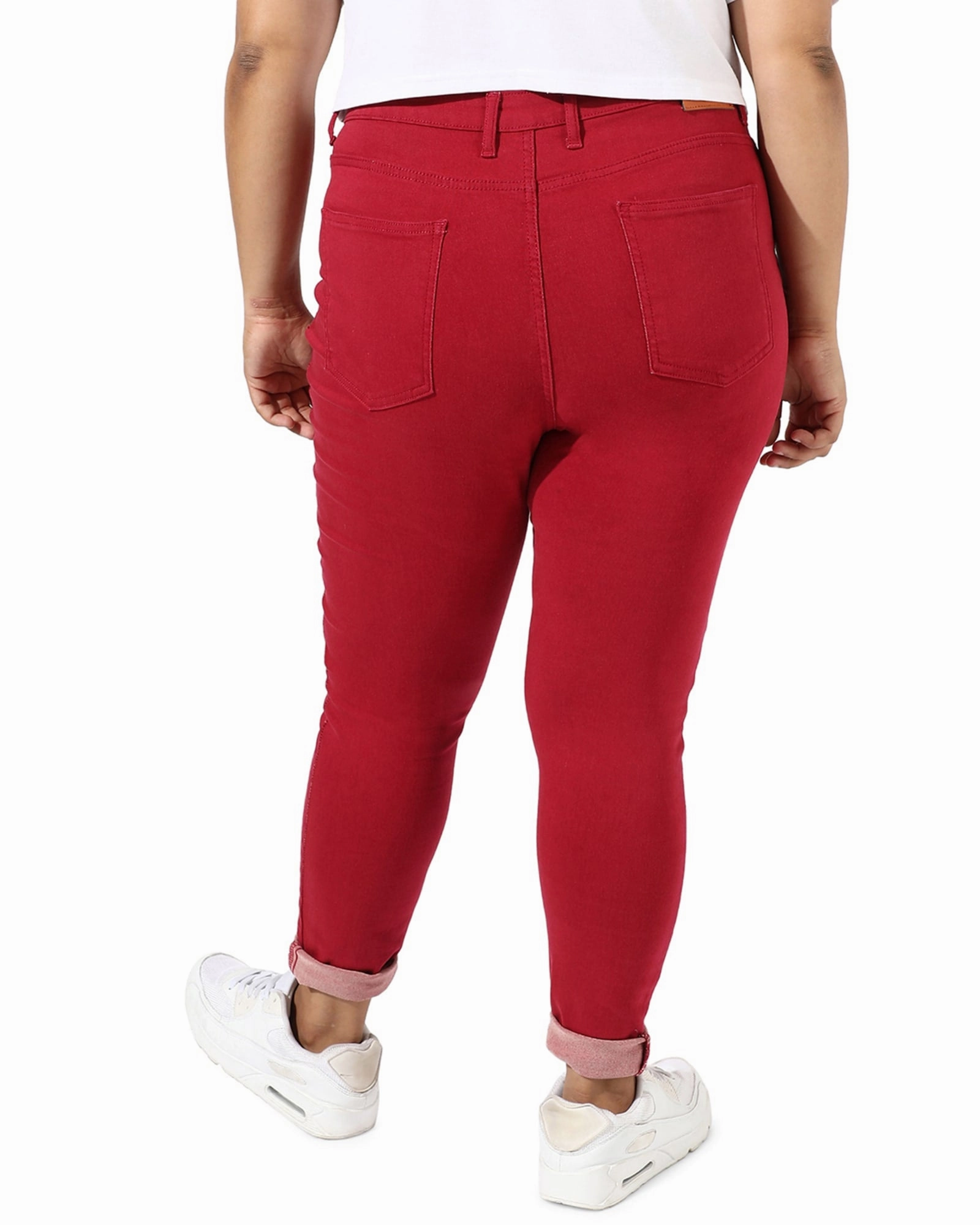 City Walk Autumn Days Lightweight Premium Outdoor Enthusiast Maroon Skinny Jeans | Red