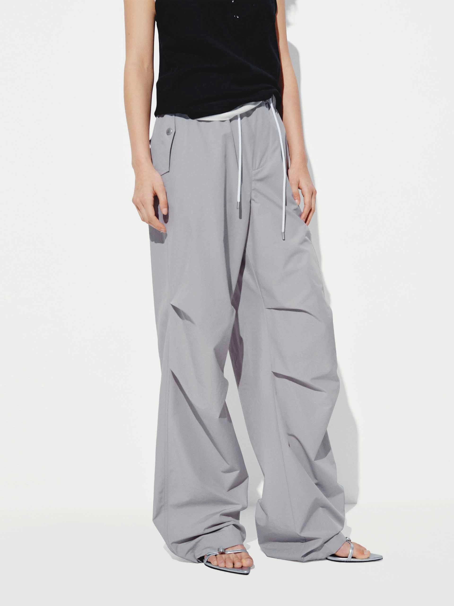 Pleated Drawstring Trousers Comfy Cut