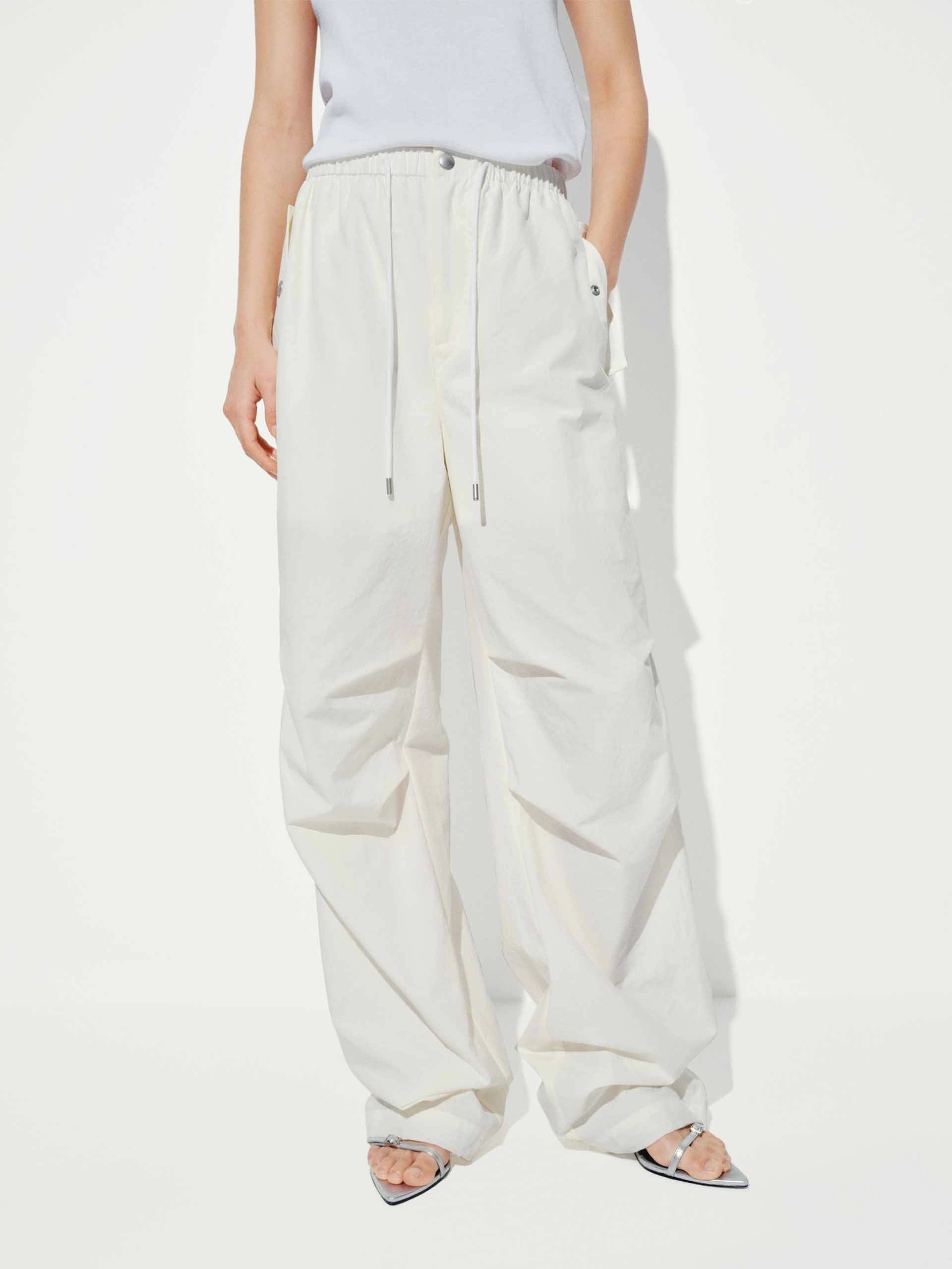 Double Layered Hem Pleated Drawstring Trousers