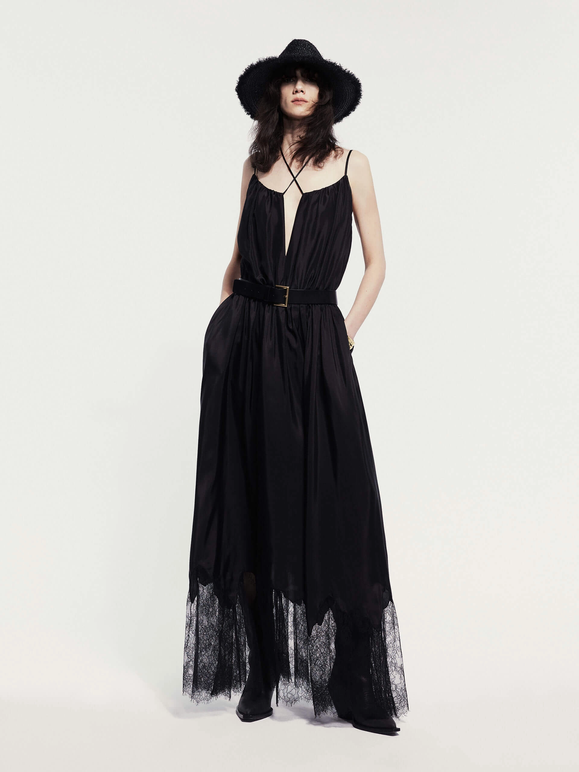 Sister Glow Lace Detail Silk Dress