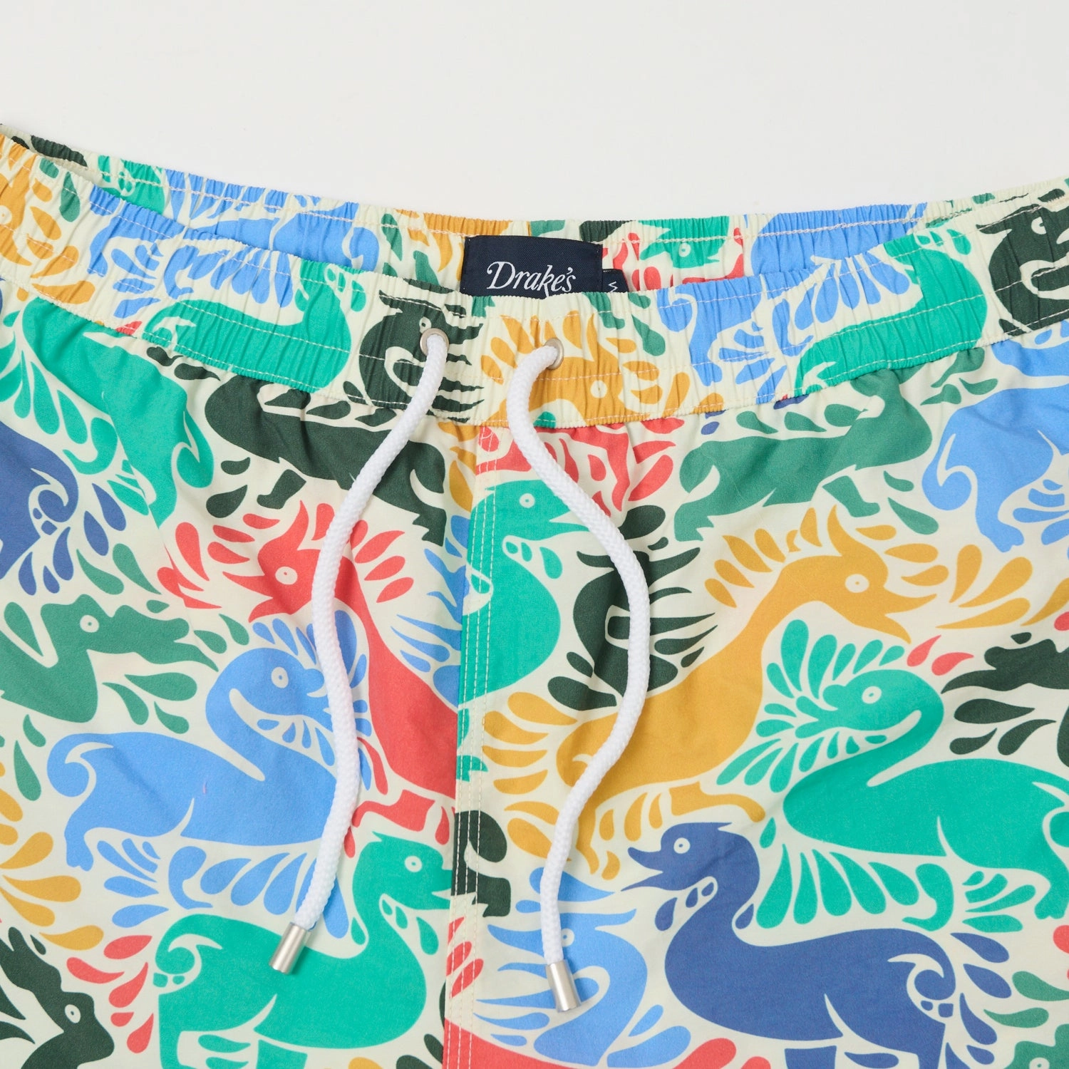 Drake's Ducks Print Drawstring Swim Shorts - Ecru/Multi light feel