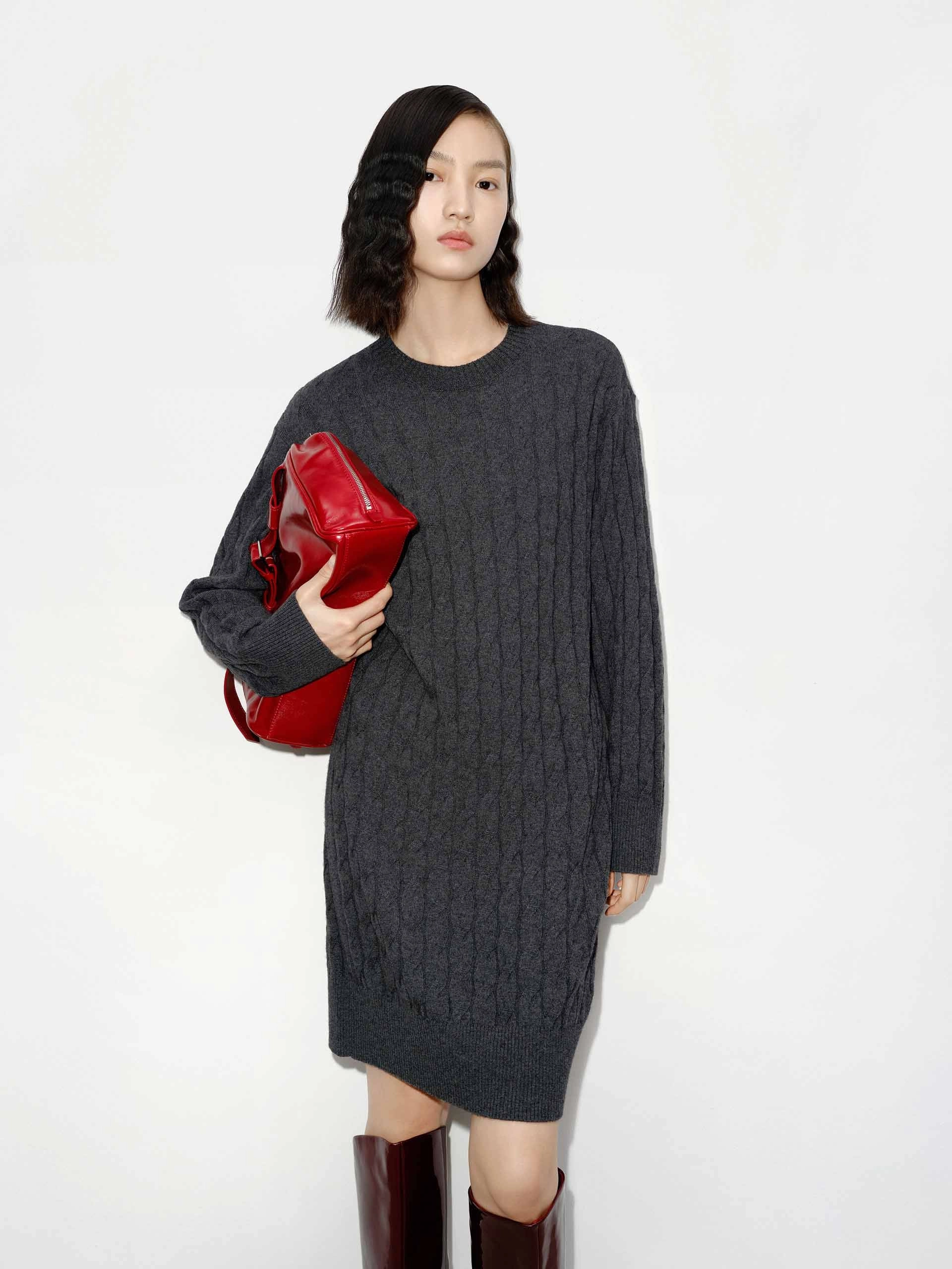 Midi Cut Knit Scarf Dress Bold Cut