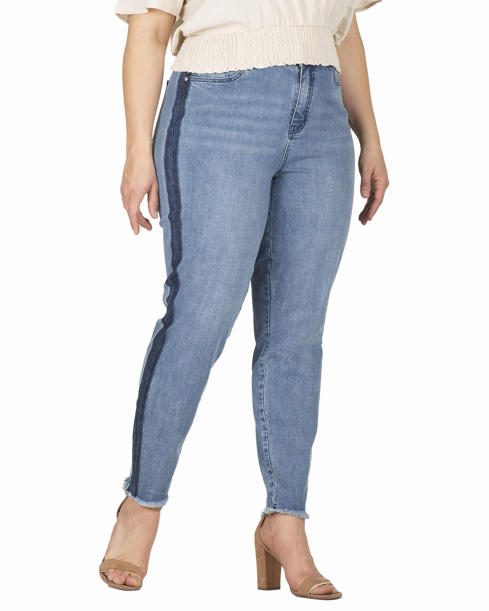 Easy Fashion Rebecca Striped Jeans | 3215 Shadow