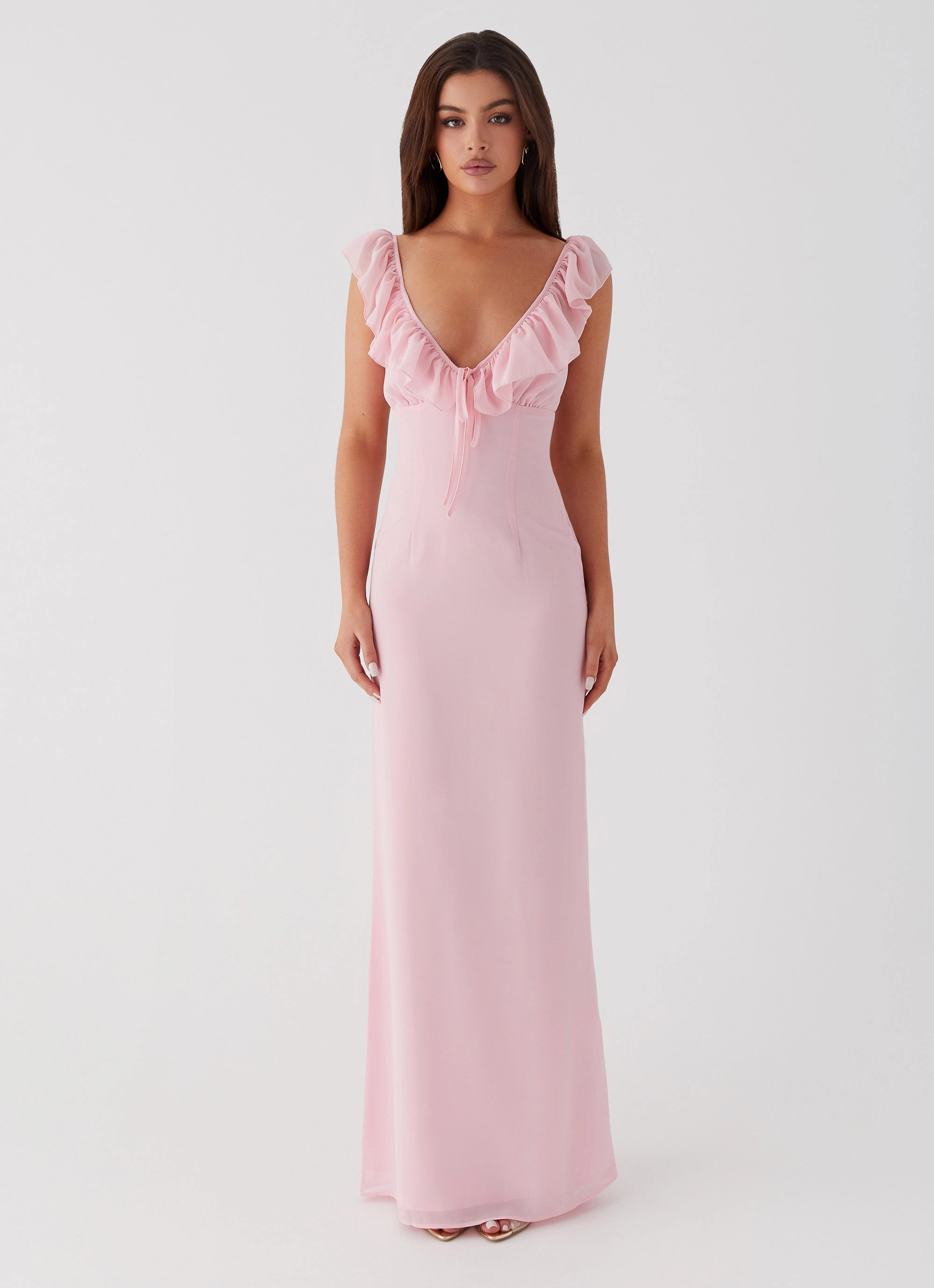 Silvie Maxi Dress - Pink Chic Rhythm Low-Waist