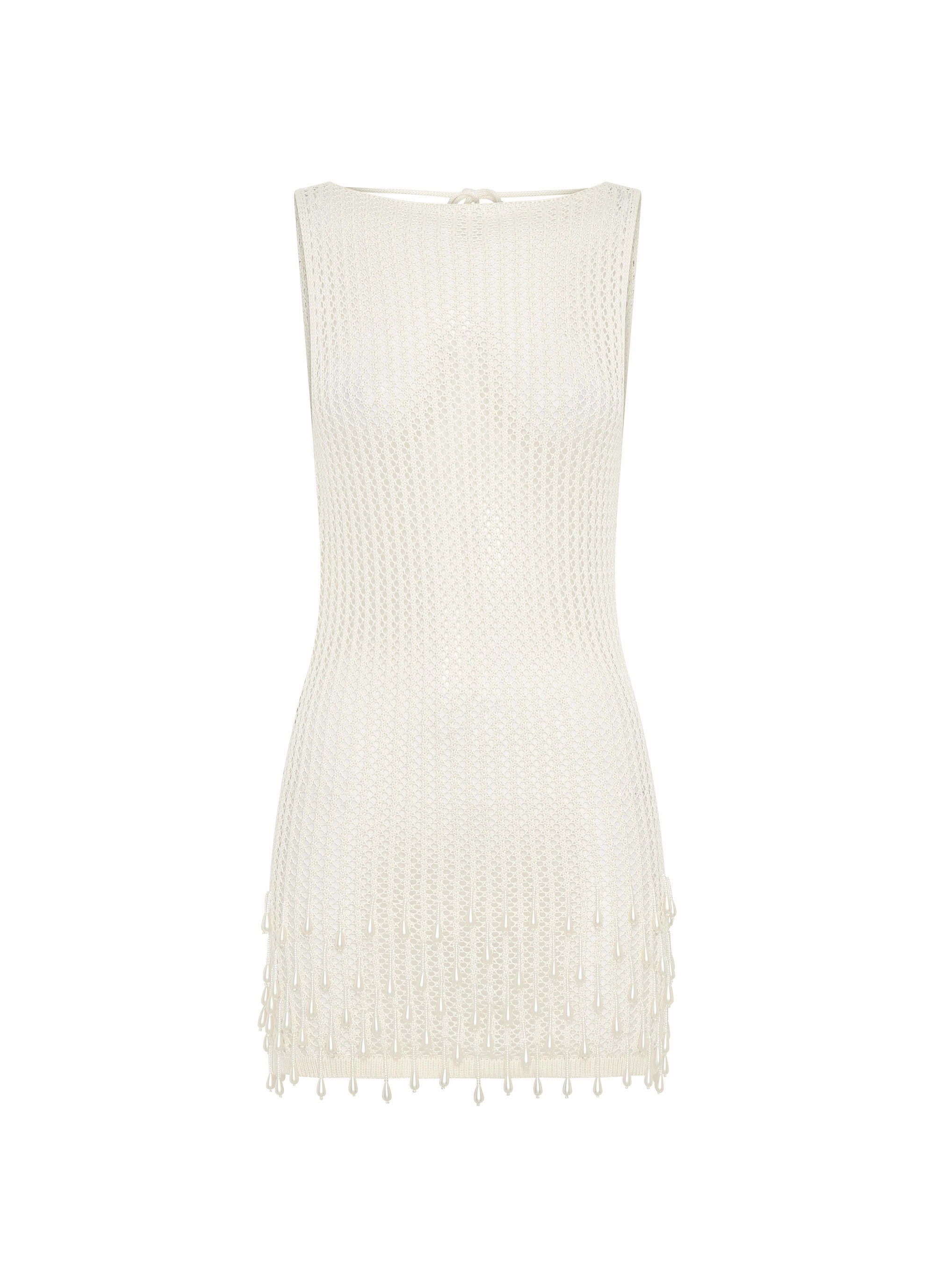 Soft Gradient Contemporary Vibe Miracle Beaded Crochet Mini Dress - Ivory
