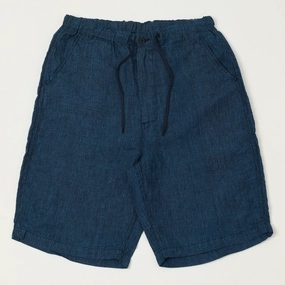 orSlow Linen Poplin Check New Yorker Shorts - Indigo Check volleyball outfit