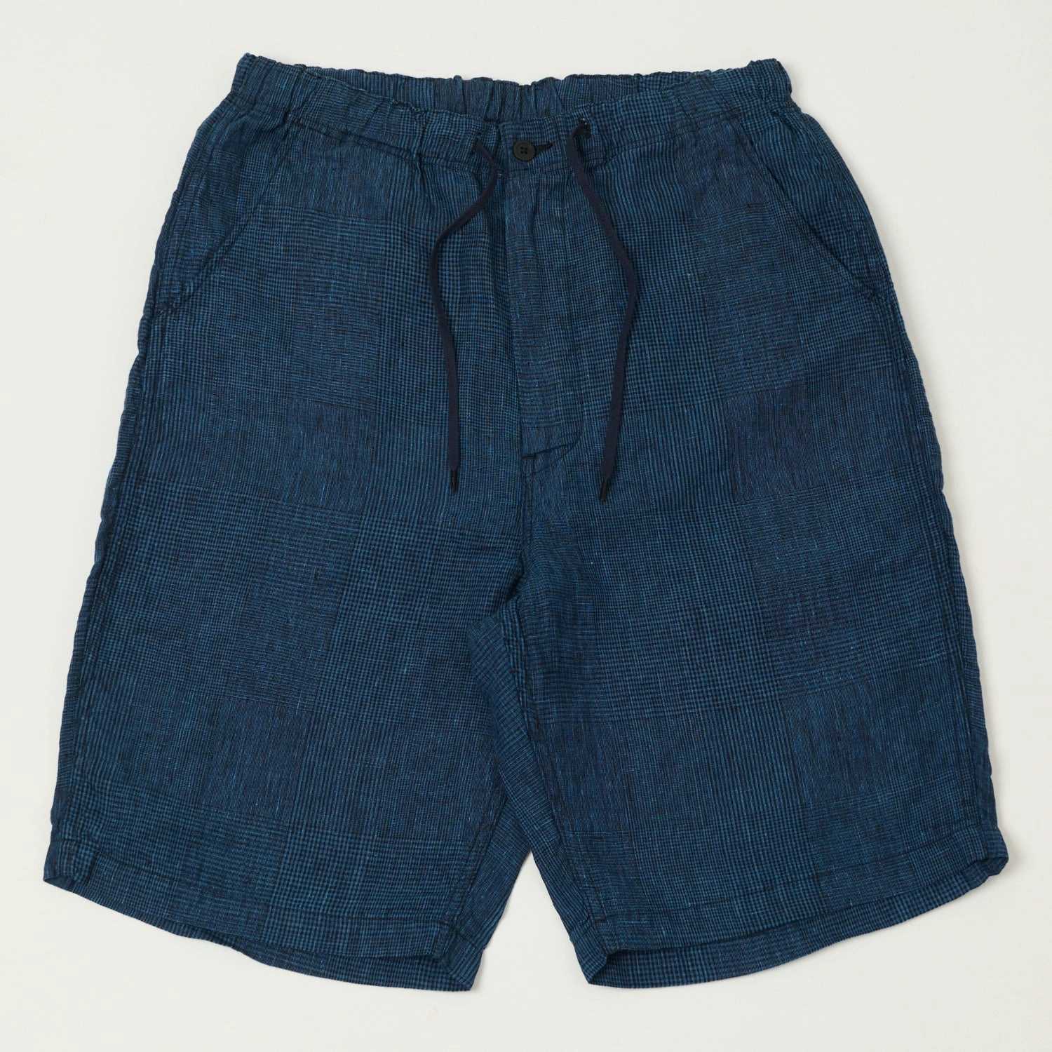orSlow Linen Poplin Check New Yorker Shorts - Indigo Check volleyball outfit