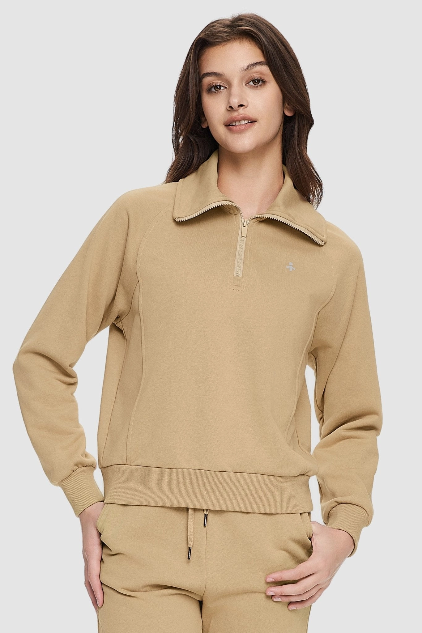 Half-Zip Cropped Sweatshirt Home Office Attire Roomy Design
