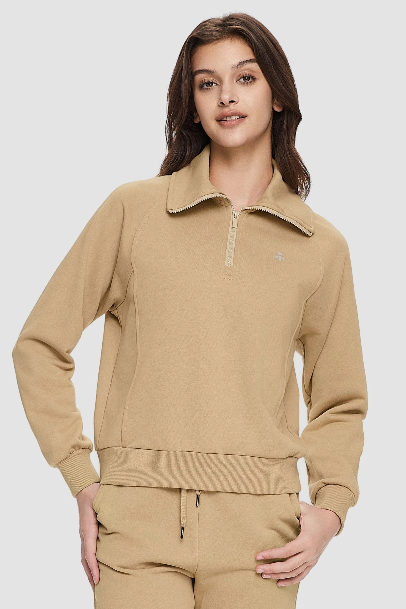 Half-Zip Cropped Sweatshirt Layering Piece hiking clothes