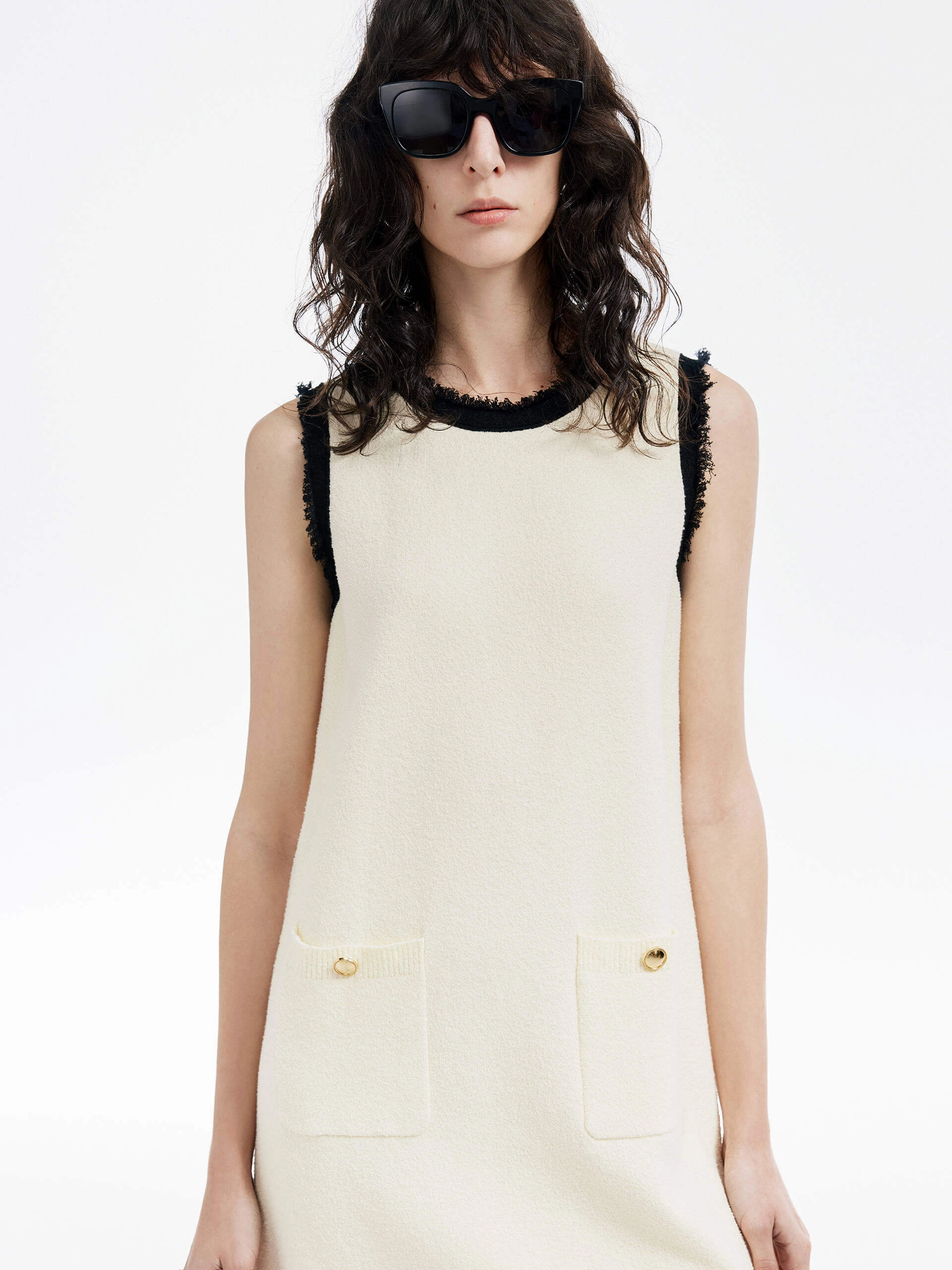 Sleeveless Contrast Mini Dress Flattering Silhouette
