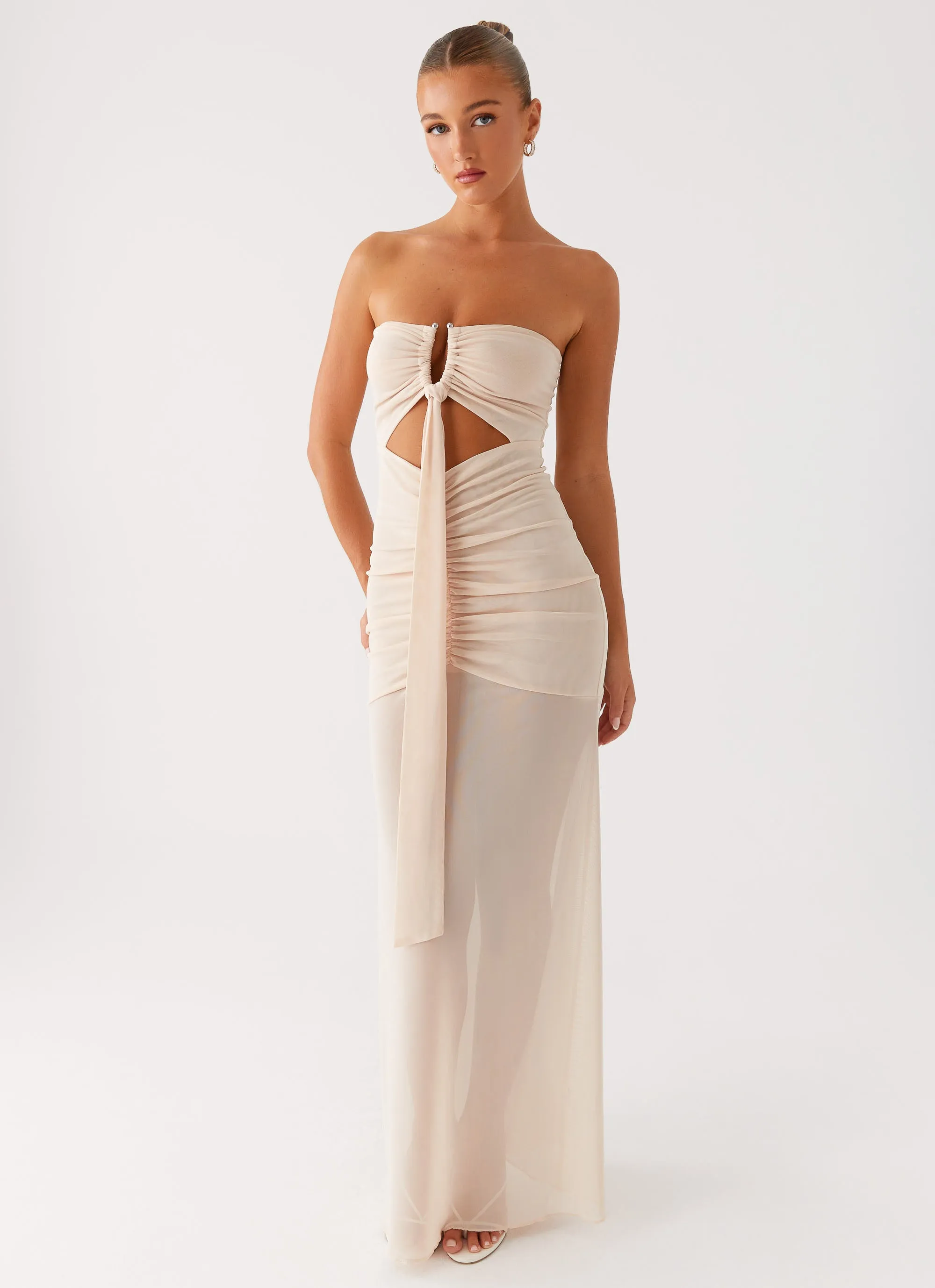 Lovie Maxi Dress - Beige Romantic Style