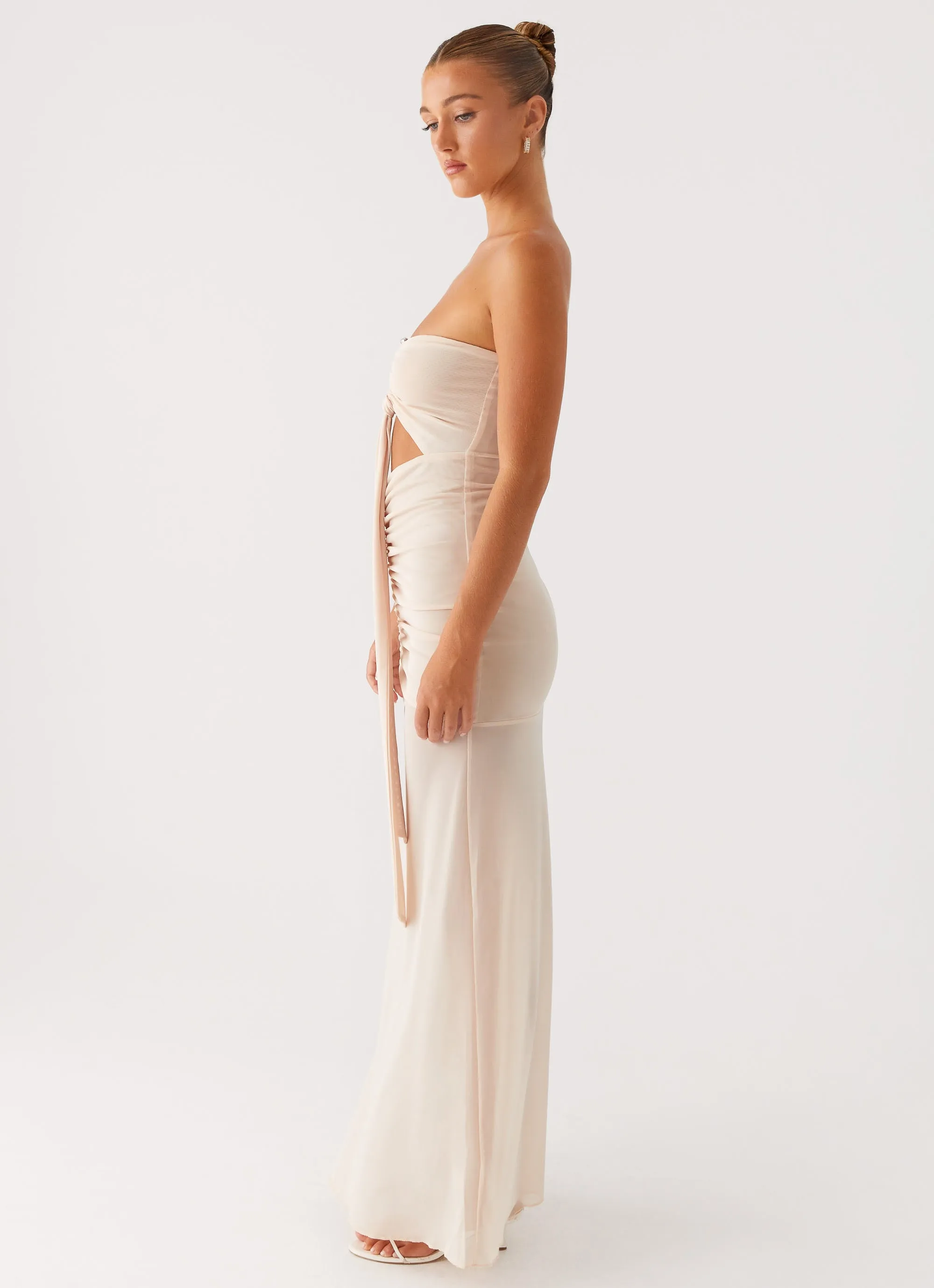 Lovie Maxi Dress - Beige Polite Tone Sharp Finish
