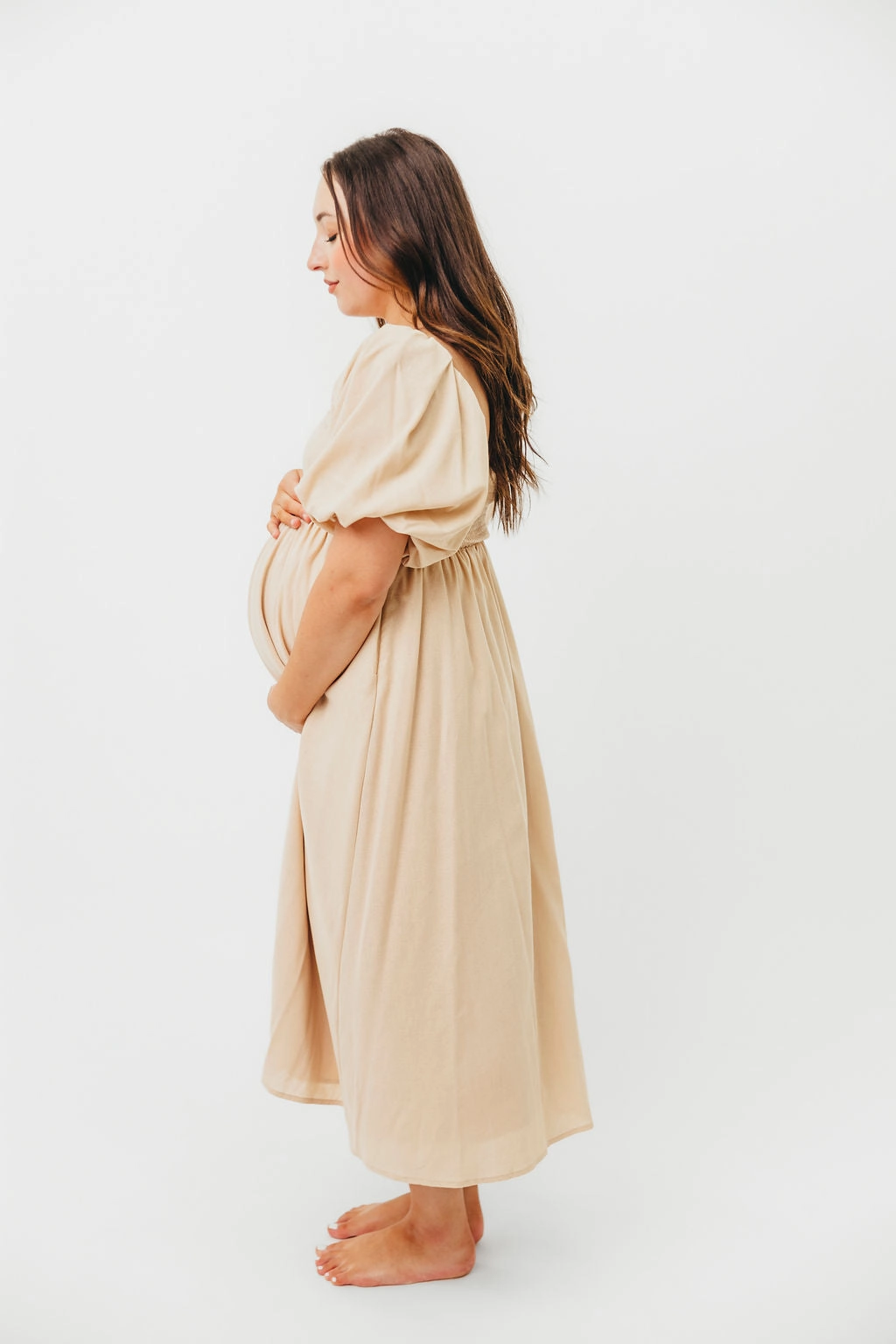 Dress-Up Style Hamilton Midi Dress in Taupe - Bump Friendly (S-2XL) *Final-Sale*