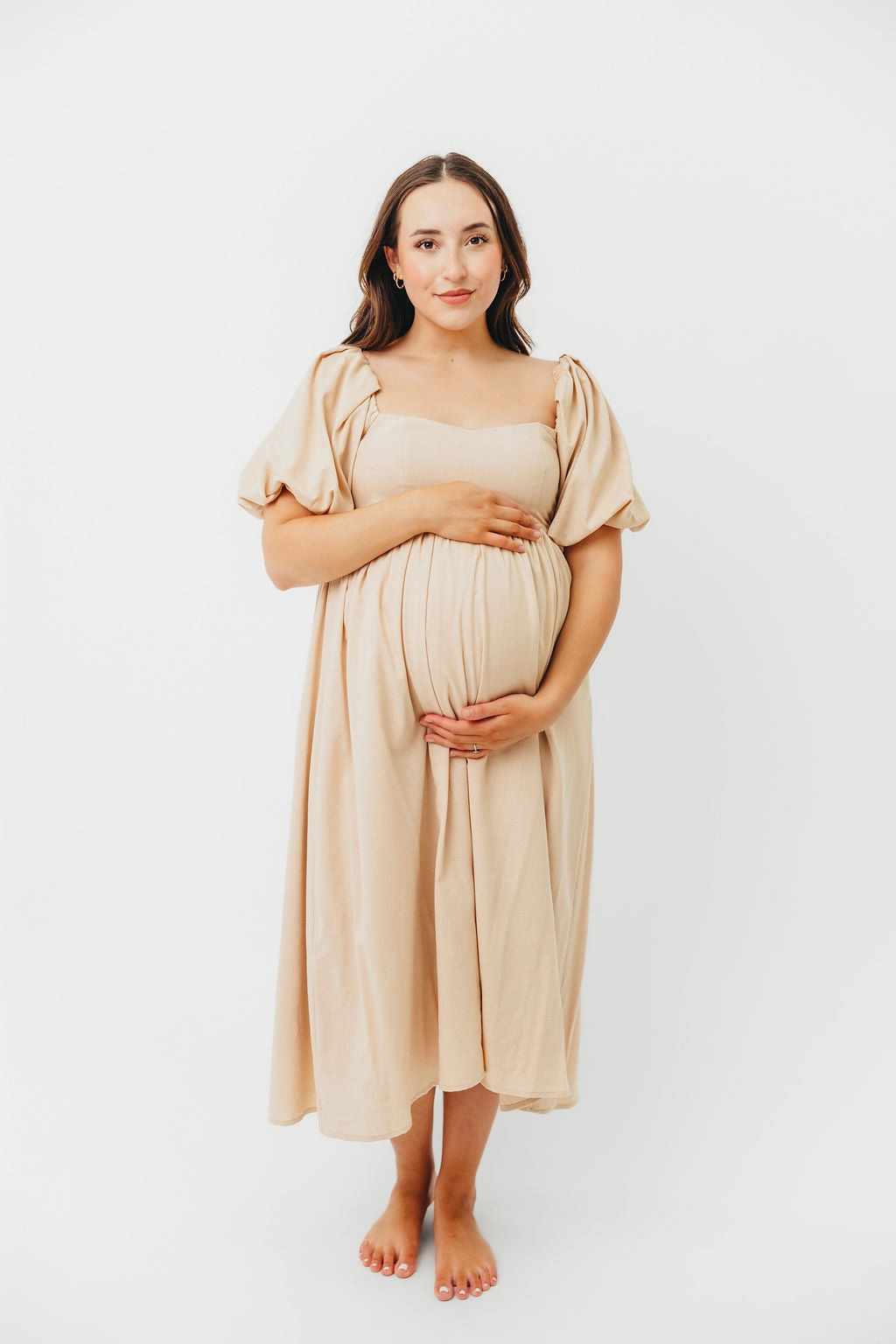 Hamilton Midi Dress in Taupe - Bump Friendly (S-2XL) *Final-Sale* Easy Wrap
