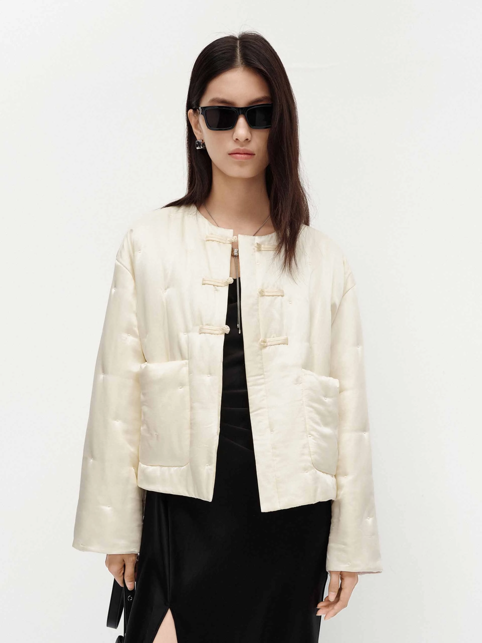 Silk Blend Quilted Coat Down Stuffed