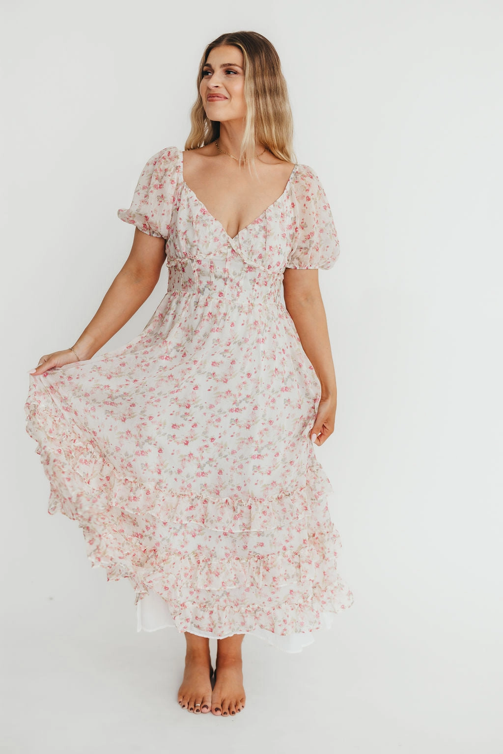 Danielle Corset Maxi Dress in White/Pink Floral *Final-Sale* All-Occasion Look