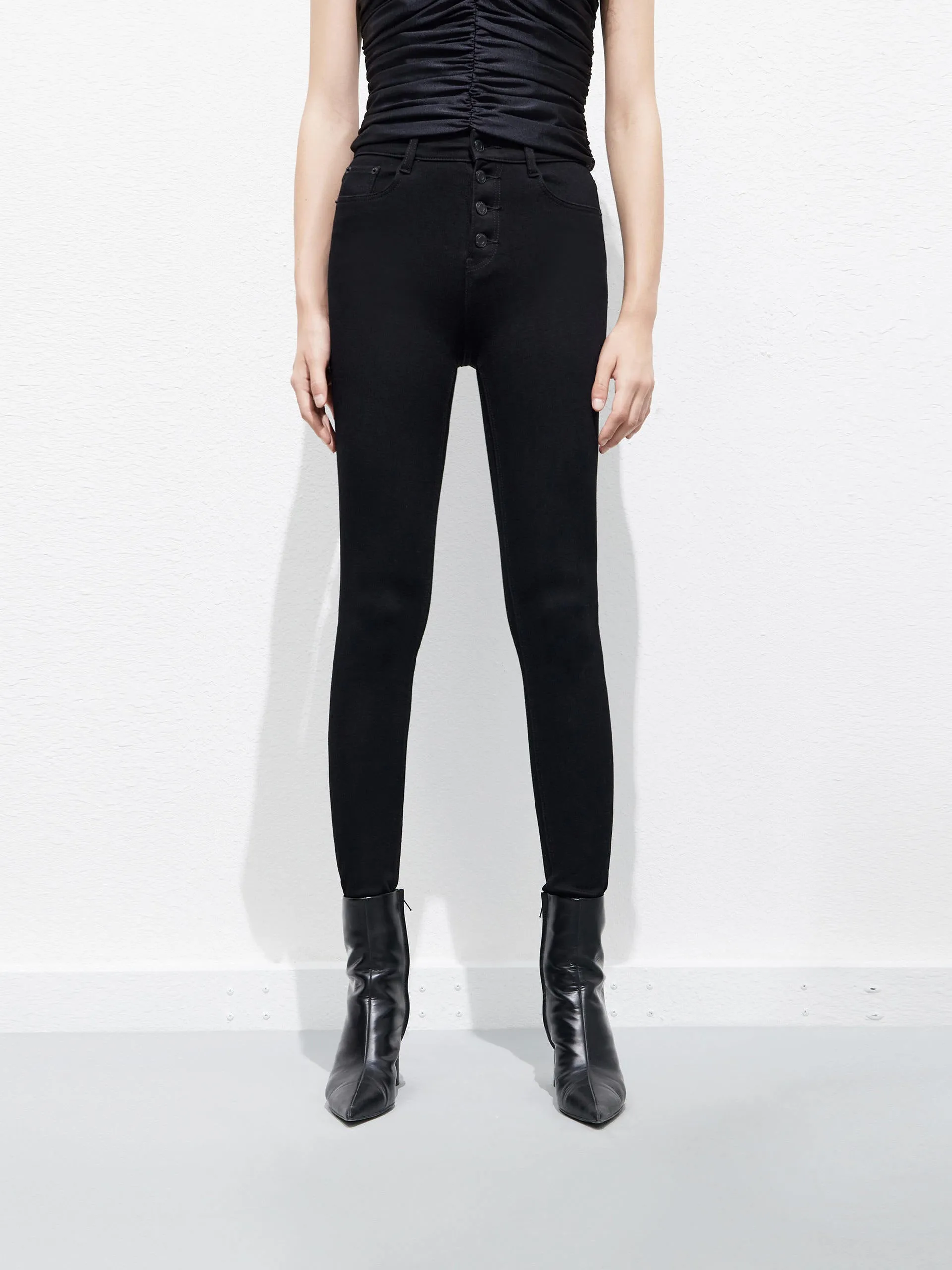 Effortless Clothing Slit High Rise Jeans in Skinny