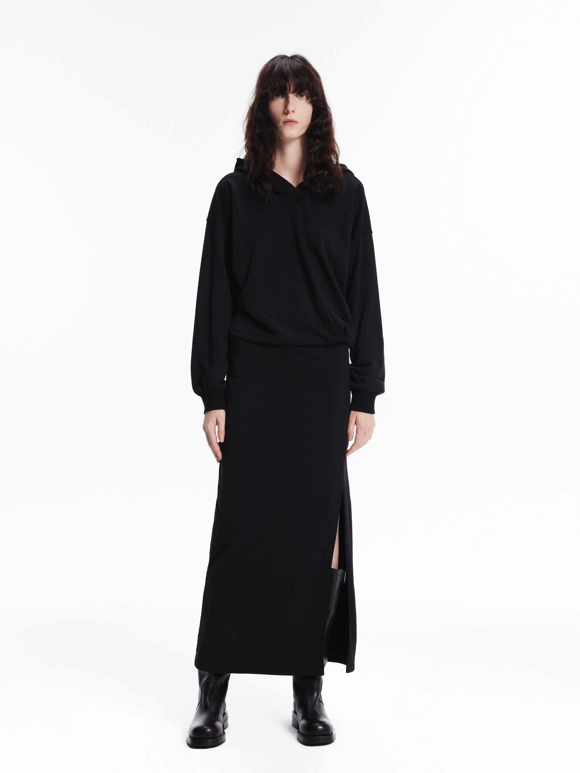 Slit Detail Hooded Dress Soft-touch daywear Polished Fit