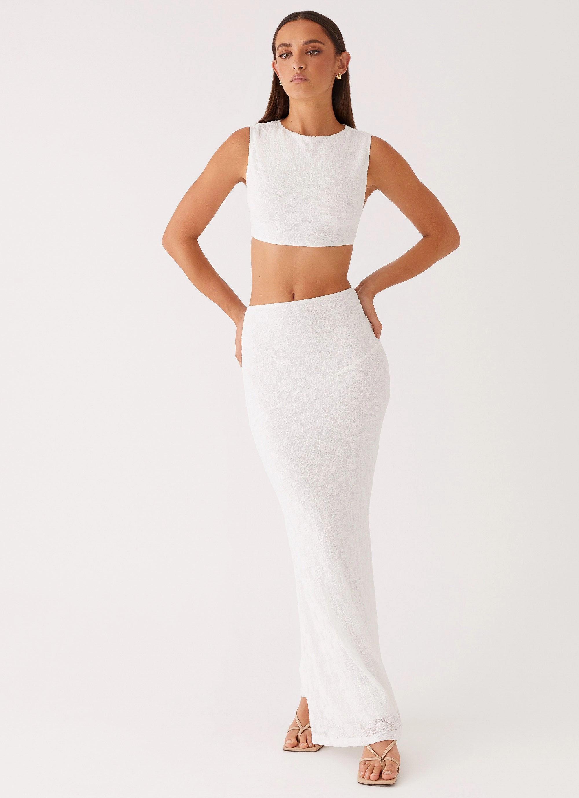 Issey Crop Top - White Drop Shoulder