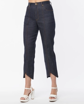 Smak Parlour Dark Denim Notched Capri Jeans | Blue, Black Fashion friendly Outfit Routine