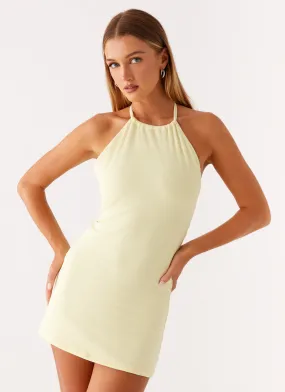 Graceful Ease High Tide Swim Mini Dress - Pastel Yellow