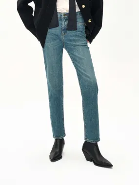 Flexible Fabric Asymmetric Waist Ankle Jeans