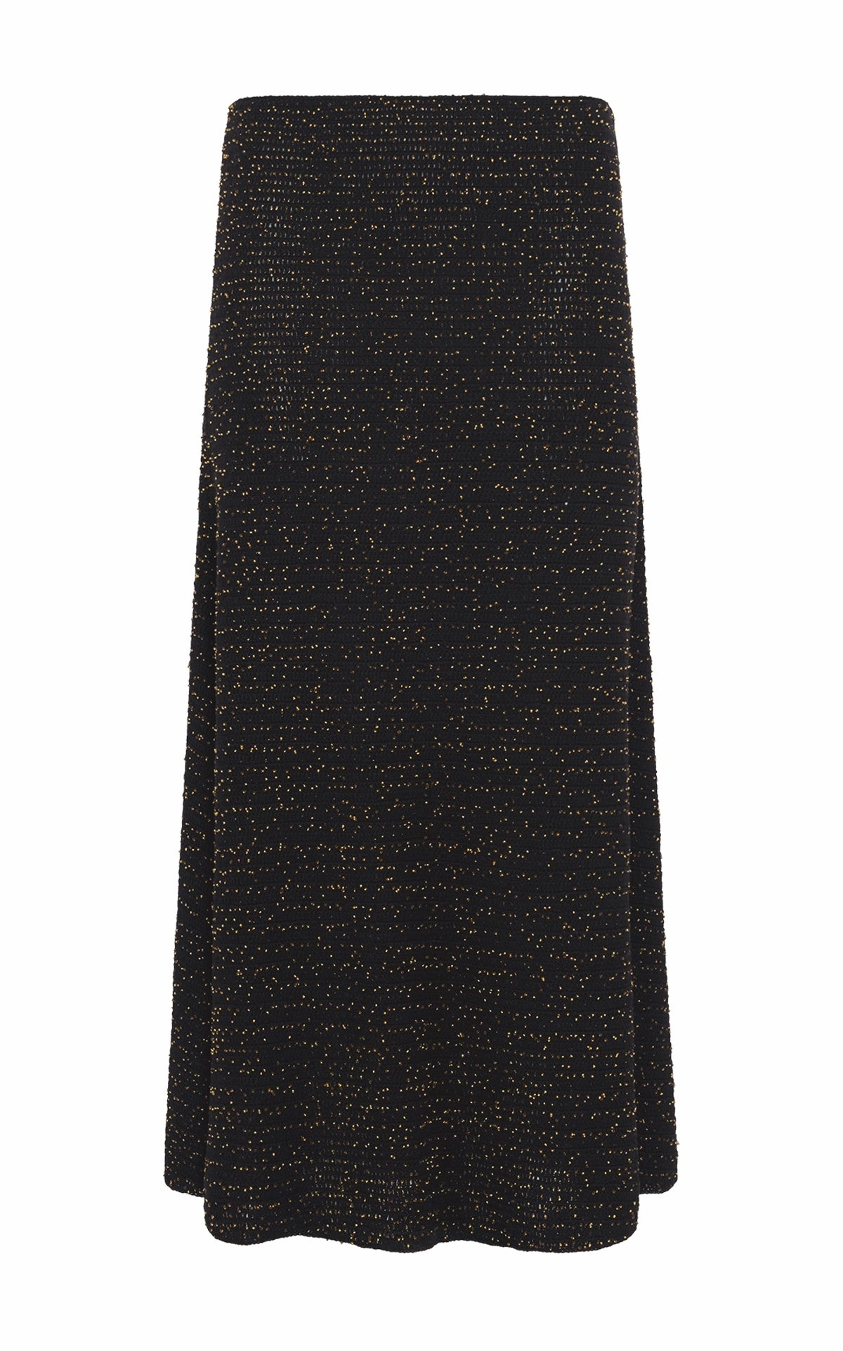 Breathable mesh lining Pan Knit Maxi Skirt in Black & Gold Beaded Cashmere