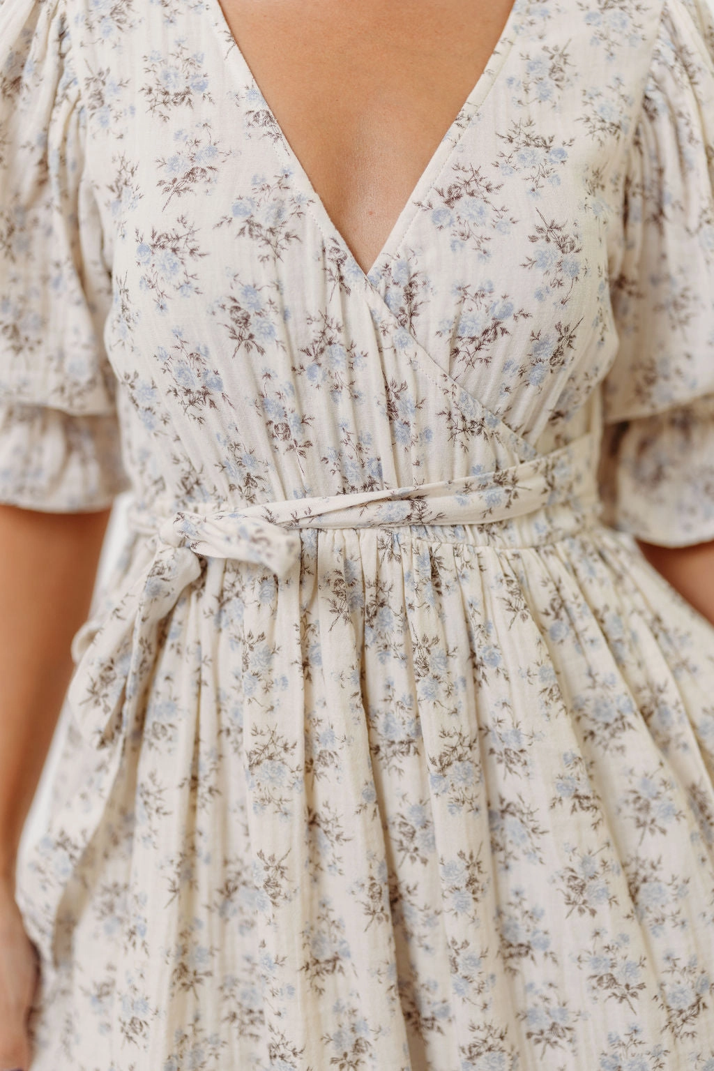 Church Scene Occasion Ready The Ari 100% Cotton Maxi Dress in Blue/Brown - Maternity and Nursing Friendly *9/26 PRE-ORDER*