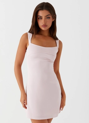 Scalloped-Edge Lounge Outfit Odette Satin Mini Dress - Pink