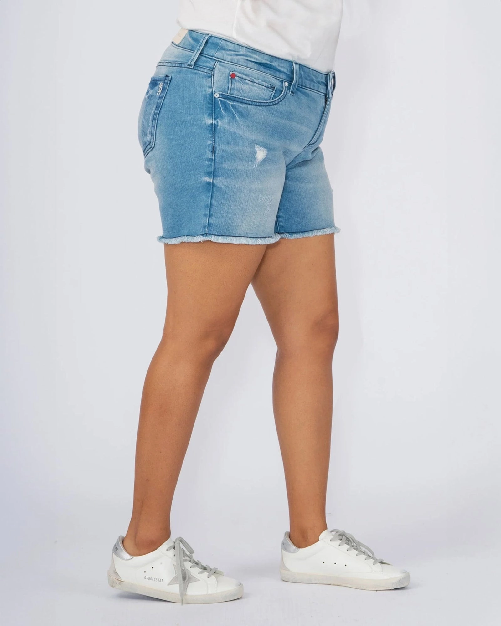 Modern Minimalist Urban Explorer Holiday Vibes Date Night Lightweight Frey Hem Shorts - Logan | LOGAN