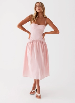 Yvette Corset Midi Dress - Pink Airy Feel