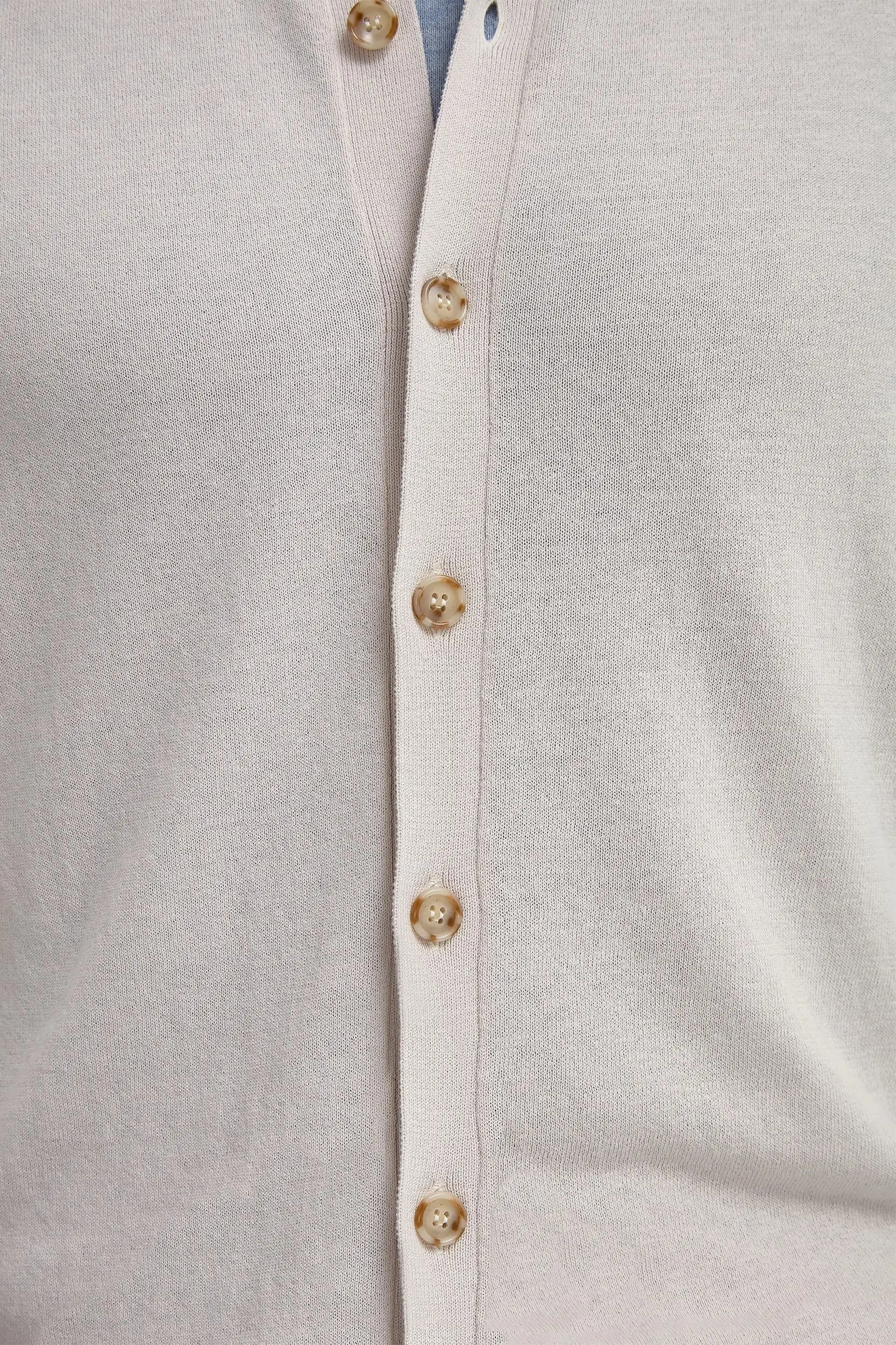 Tencel Blend Material Stone polo cardigan - Made in Italy