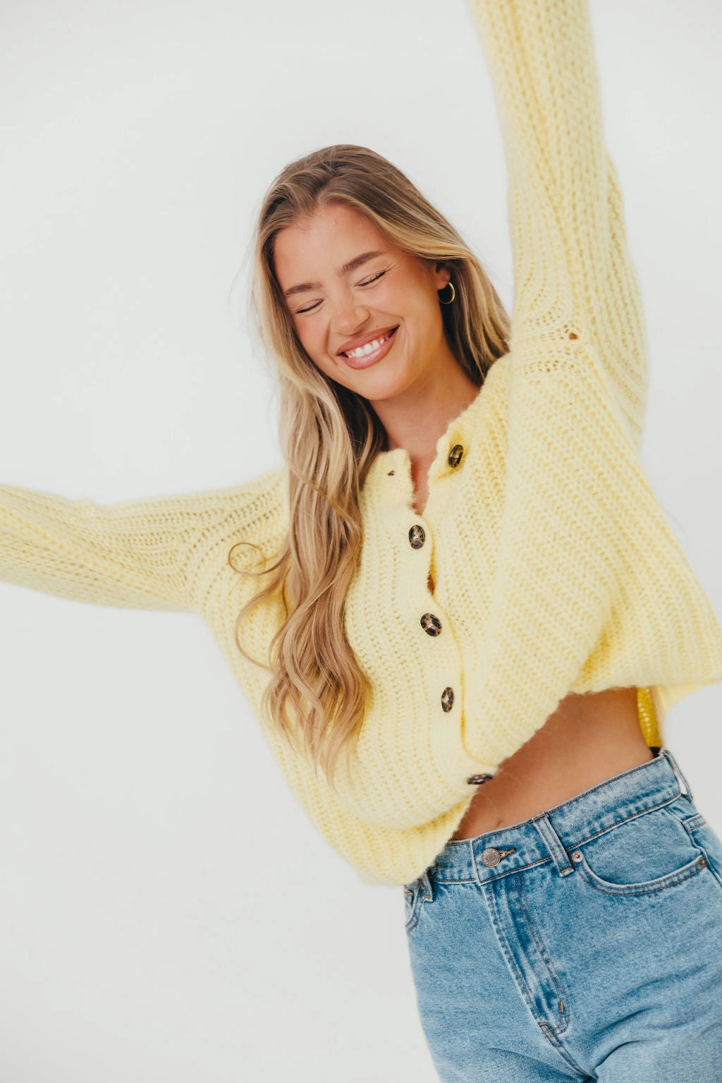 Bobbi Sweater Cardigan in Lemon Cozy Vibe