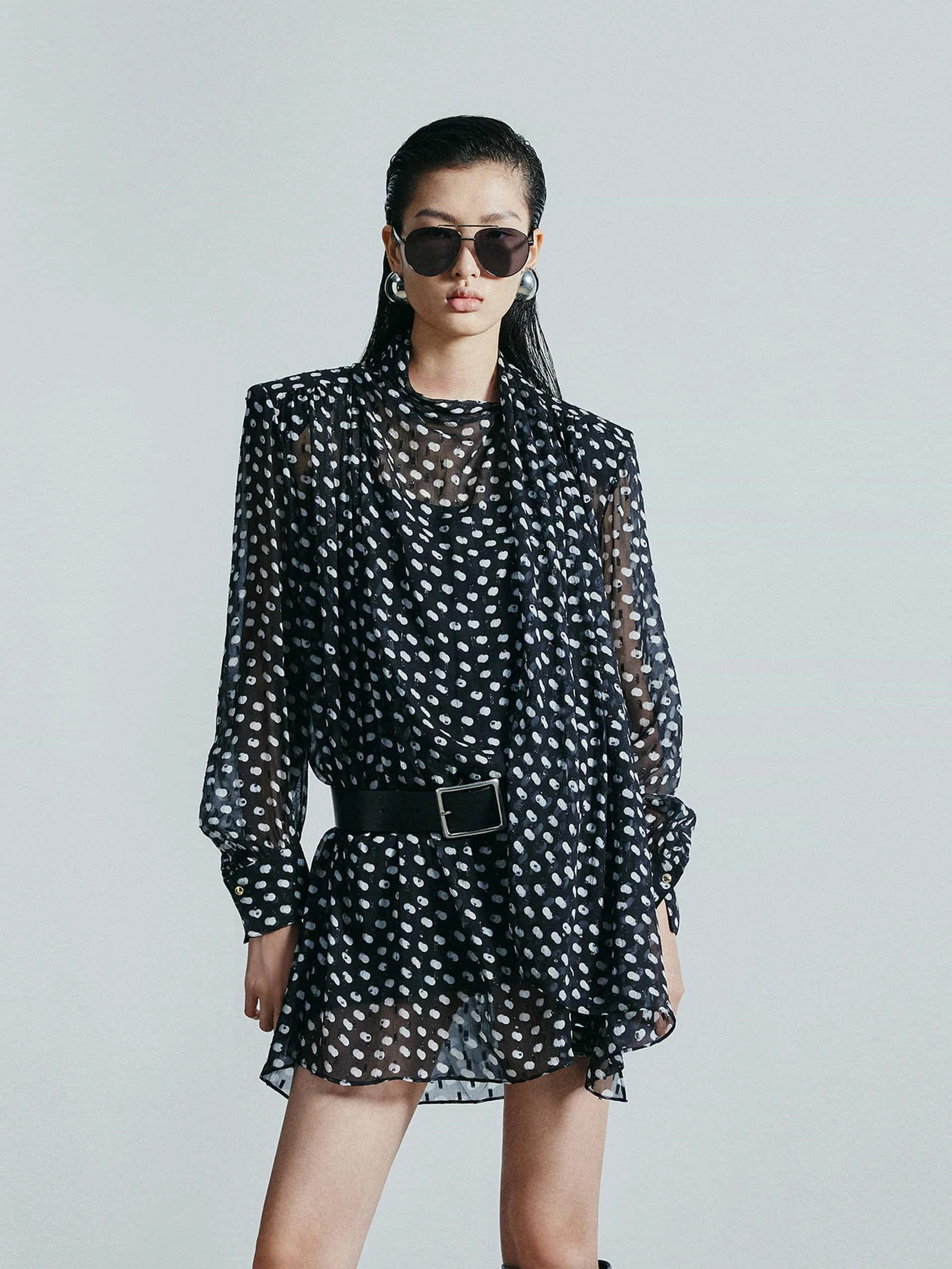 Pink Glow Polka Dot Silk Dress